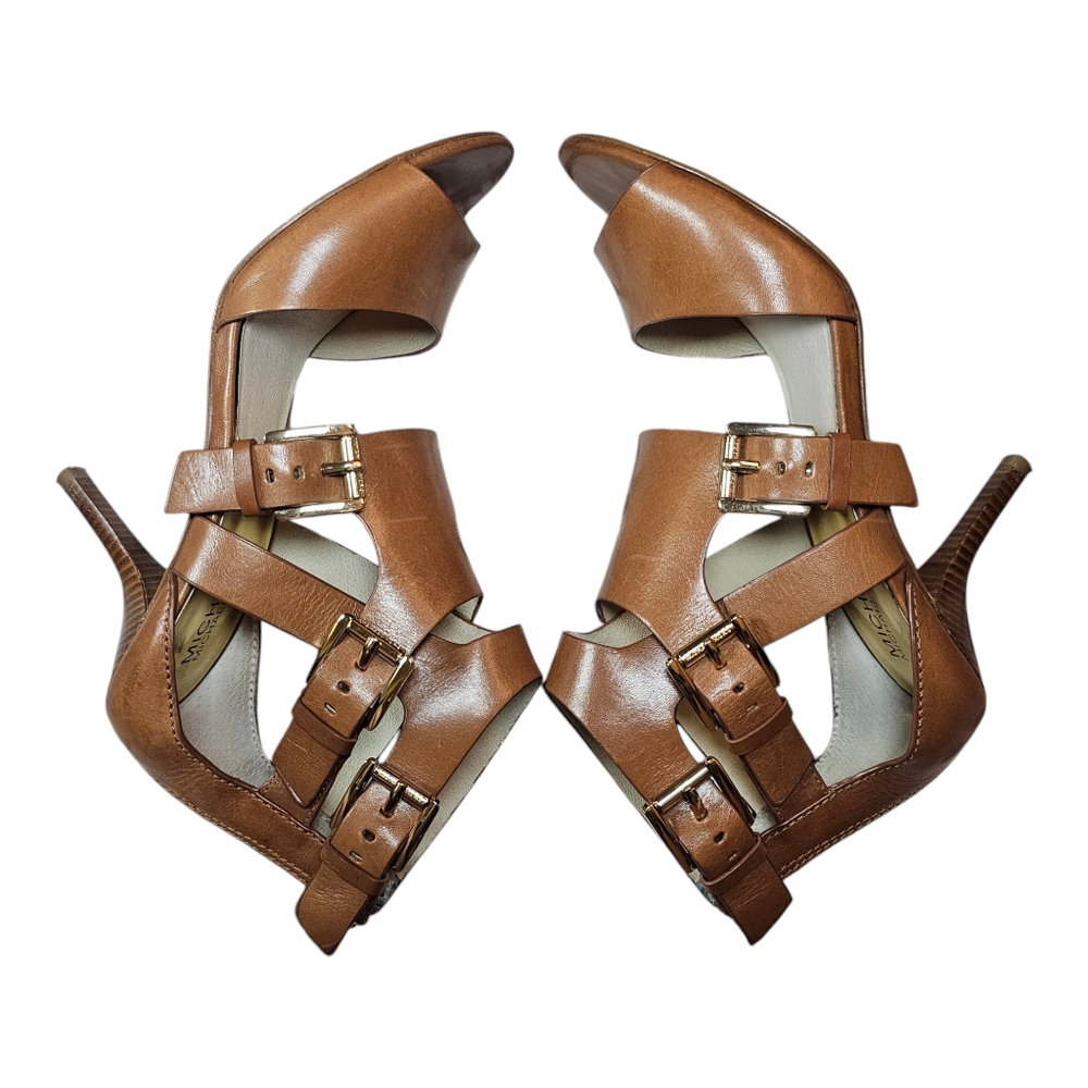 MICHAEL KORS Women's Brown Leather  Strappy Heeled Sandals - US Size 8.5 M - EUC - Picture 6 of 15